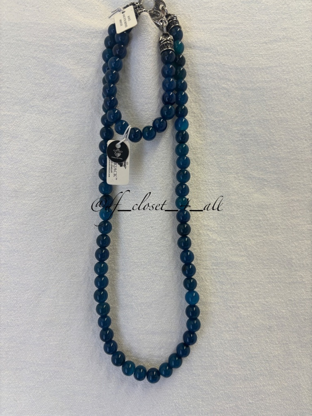 Blackjack Genuine Blue Onyx Necklace and Bracelet 2 Piece Set